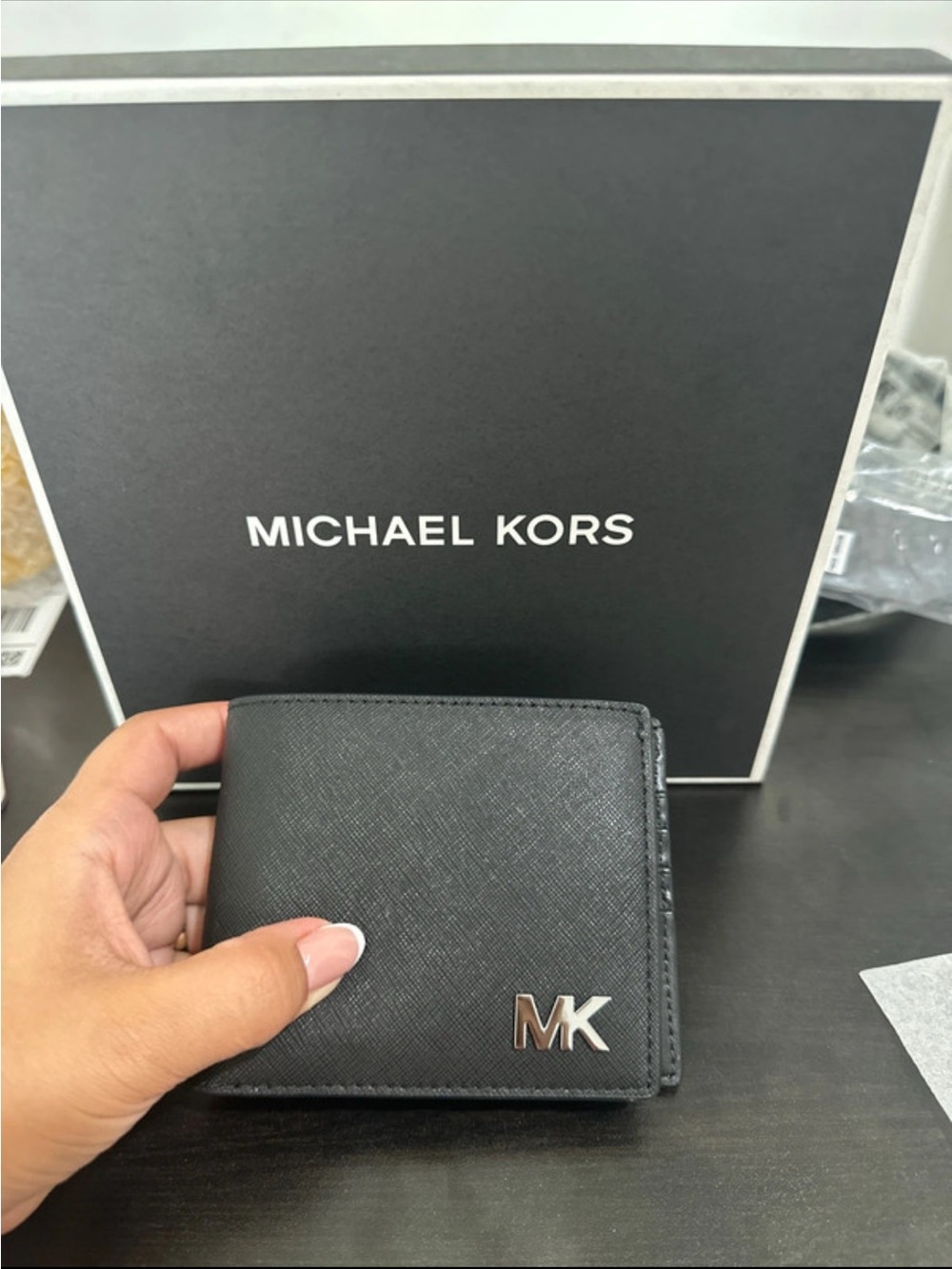 Michael Kors Black Men's MK Logo Bi-Fold Wallet